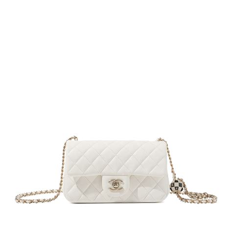 chanel white quilted lambskin leather mini flap bag|Chanel mini flap price.